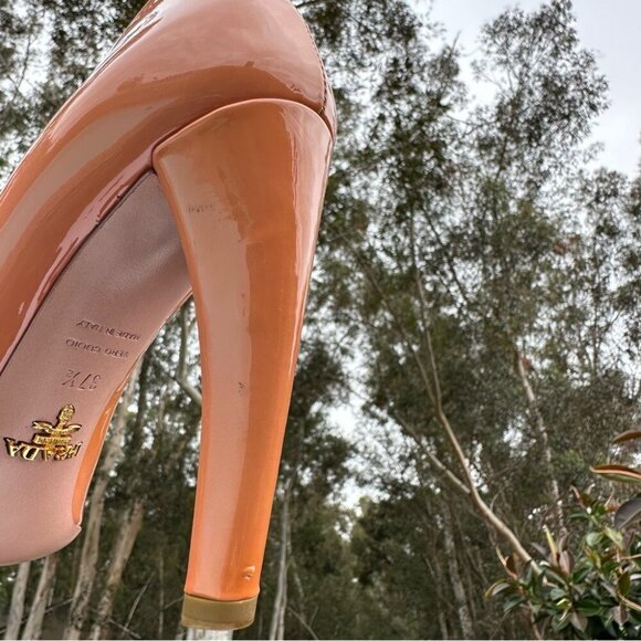 Prada Women's Pink Vero Cuoio Patent Leather Designer Heels EU 37.5/ US 7 - Picture 13 of 13